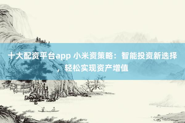 十大配资平台app 小米资策略：智能投资新选择，轻松实现资产增值