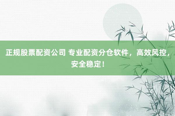 正规股票配资公司 专业配资分仓软件,高效风控,安全稳定!