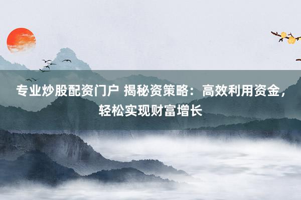 专业炒股配资门户 揭秘资策略：高效利用资金，轻松实现财富增长