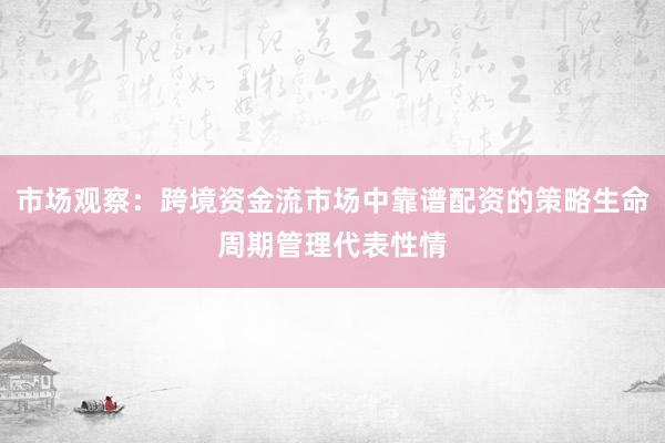 市场观察：跨境资金流市场中靠谱配资的策略生命周期管理代表性情