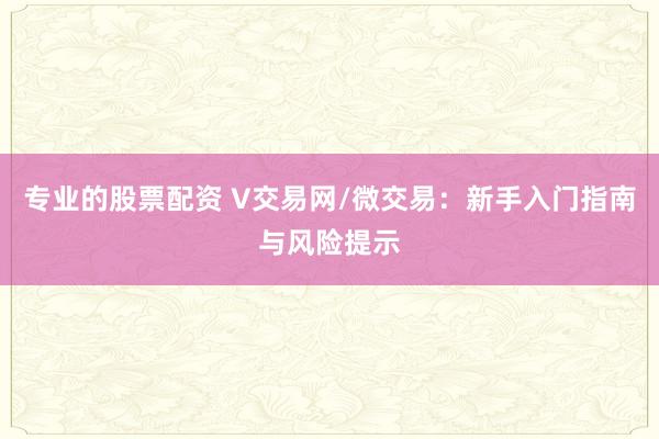 专业的股票配资 V交易网/微交易：新手入门指南与风险提示