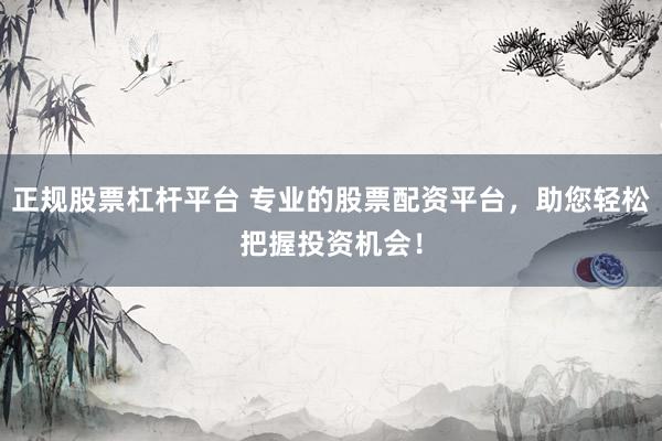 正规股票杠杆平台 专业的股票配资平台，助您轻松把握投资机会！