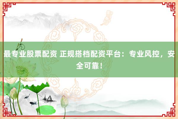最专业股票配资 正规搭档配资平台：专业风控，安全可靠！