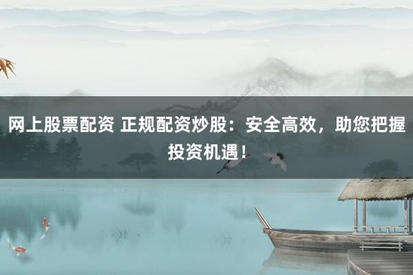 网上股票配资 正规配资炒股：安全高效，助您把握投资机遇！