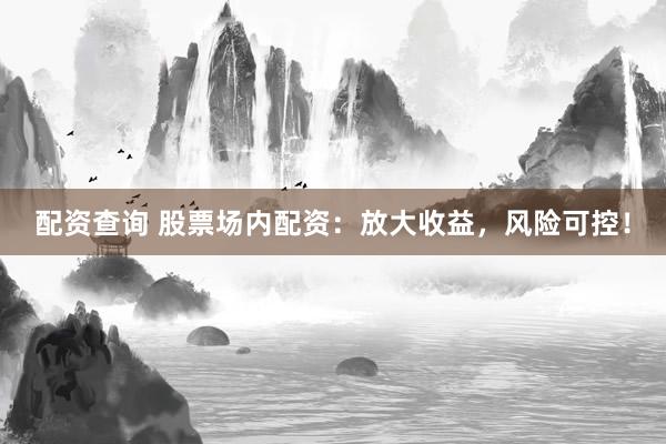 配资查询 股票场内配资：放大收益，风险可控！