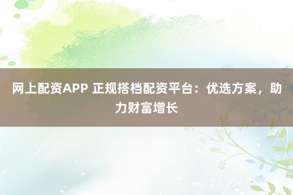 网上配资APP 正规搭档配资平台：优选方案，助力财富增长